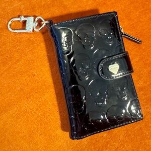 Black Skull Embossed Patent Betsy Johnson Wallet